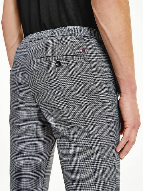 Tommy Hilfiger Bleecker Slim Fit Check Moški Hlače Siva | TH241MRT