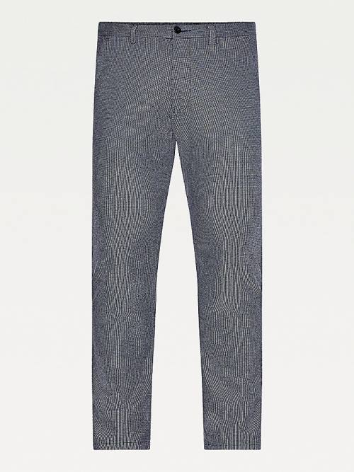 Tommy Hilfiger Bleecker Slim Puppytooth Check Moški Hlače Modra | TH459OTA