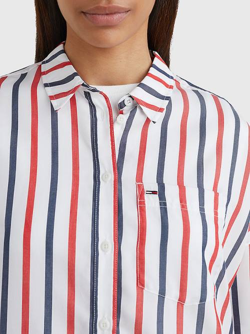 Tommy Hilfiger Boxy Stripe Ženske Srajce Bela | TH746PKR