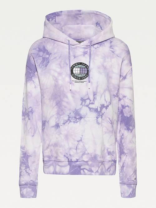 Tommy Hilfiger Boxy Tie-Dye Ženske Pulover s kapuco Vijolična | TH145MRZ