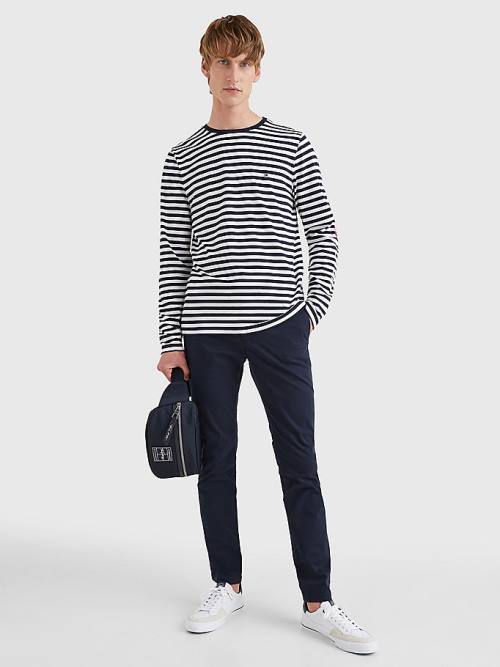 Tommy Hilfiger Breton Stripe Long Sleeve Moški Majice Modra | TH258UEC