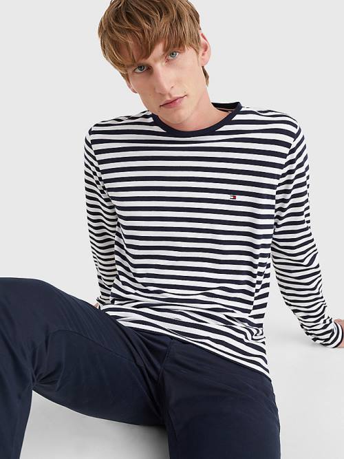 Tommy Hilfiger Breton Stripe Long Sleeve Moški Majice Modra | TH258UEC