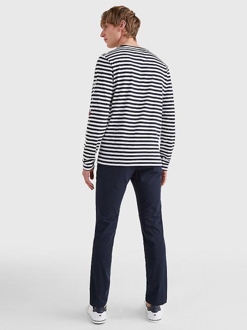 Tommy Hilfiger Breton Stripe Long Sleeve Moški Majice Modra | TH258UEC