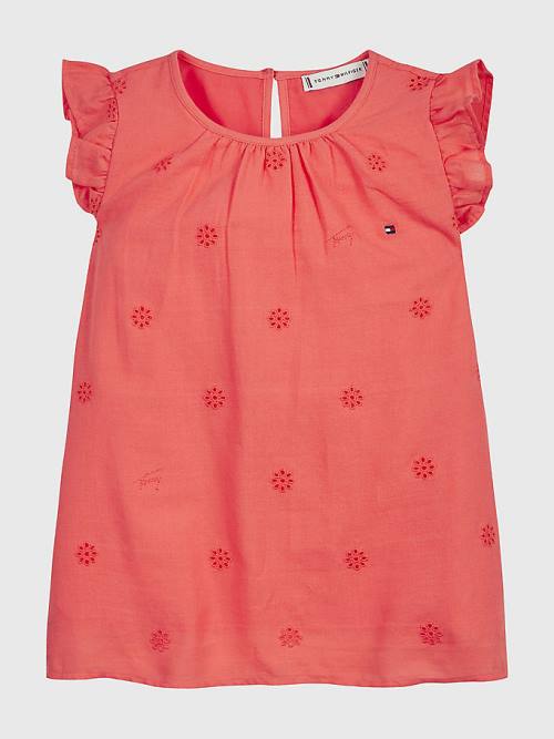 Tommy Hilfiger Broderie Anglaise Blouse Dekleta Majice Oranžna | TH405VKL