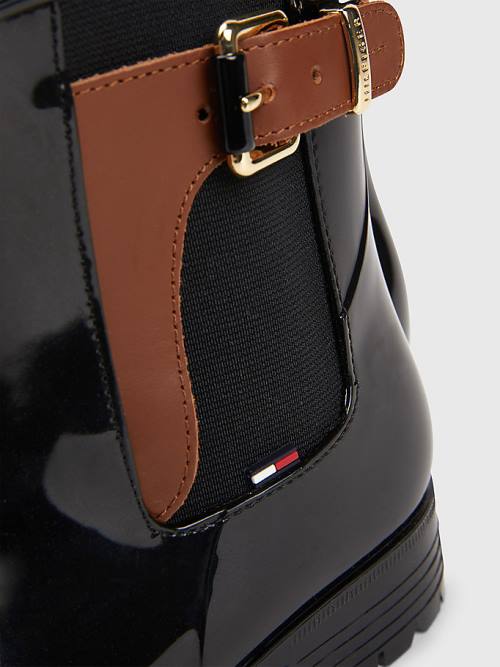 Tommy Hilfiger Buckled Ankle Wellies Ženske Škornji Črna | TH973GCZ