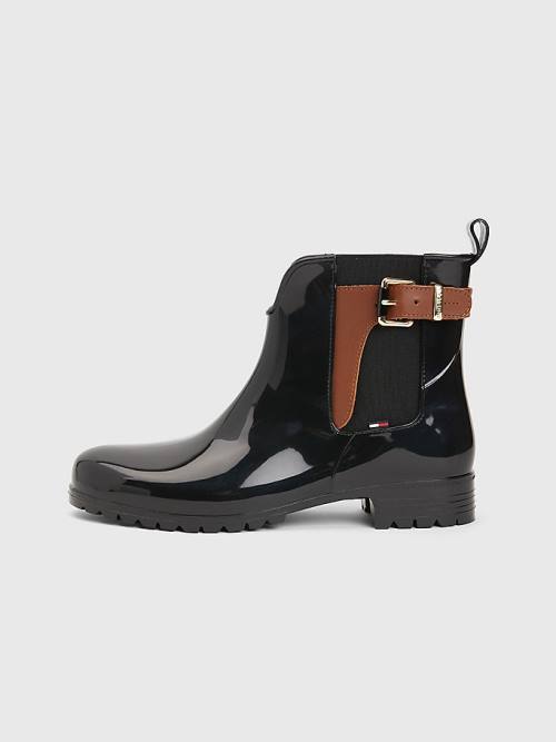 Tommy Hilfiger Buckled Ankle Wellies Ženske Škornji Črna | TH973GCZ