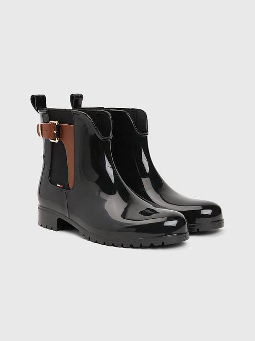 Tommy Hilfiger Buckled Ankle Wellies Ženske Škornji Črna | TH973GCZ