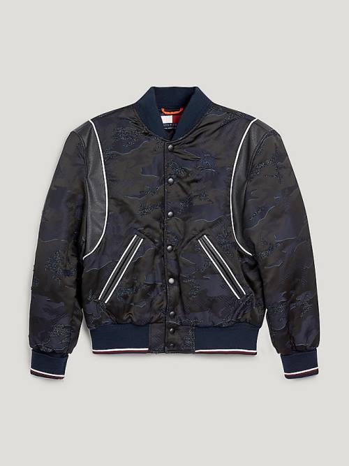 Tommy Hilfiger Camo Jacquard Varsity Moški Jakne Modra | TH917RNB