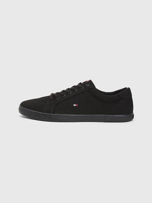 Tommy Hilfiger Canvas Lace Up Moški Superge Črna | TH127UOE