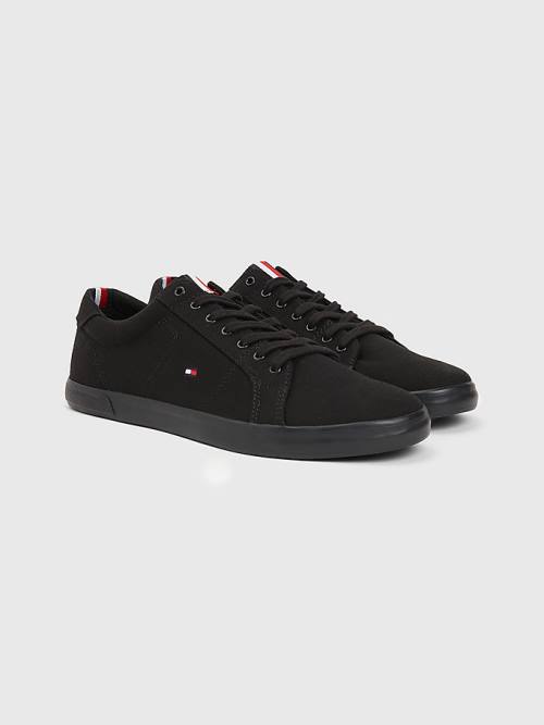 Tommy Hilfiger Canvas Lace Up Moški Superge Črna | TH127UOE