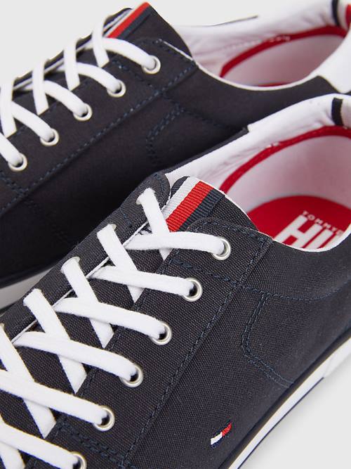 Tommy Hilfiger Canvas Lace Up Moški Superge Modra | TH530LKX