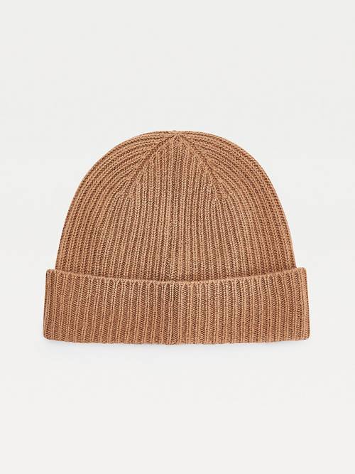 Tommy Hilfiger Cashmere Crest Shield Beanie Ženske Kapa Bež | TH925DBC