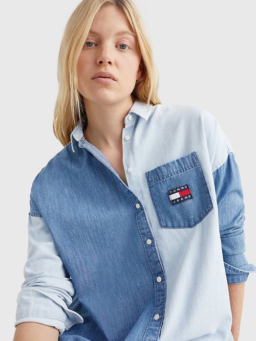 Tommy Hilfiger Chambray Denim Mix Shirt Ženske Obleke Denim | TH764THP