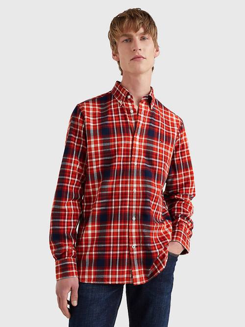 Tommy Hilfiger Check Cotton Flannel Regular Fit Moški Srajce Oranžna | TH462JBH