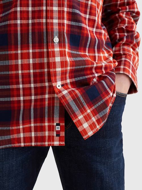 Tommy Hilfiger Check Cotton Flannel Regular Fit Moški Srajce Oranžna | TH462JBH