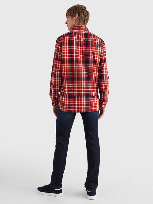 Tommy Hilfiger Check Cotton Flannel Regular Fit Moški Srajce Oranžna | TH462JBH