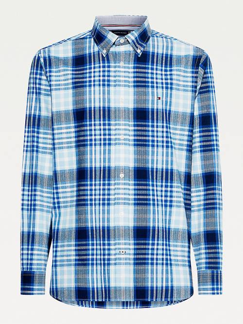 Tommy Hilfiger Check Cotton Flannel Regular Fit Moški Srajce Modra | TH763LOD