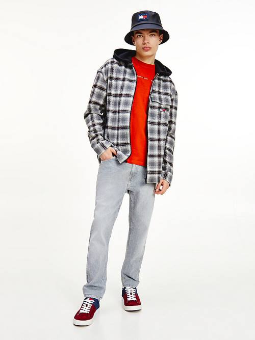 Tommy Hilfiger Check Organic Cotton Hooded Overshirt Moški Srajce Črna | TH492IZU