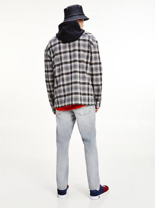 Tommy Hilfiger Check Organic Cotton Hooded Overshirt Moški Srajce Črna | TH492IZU