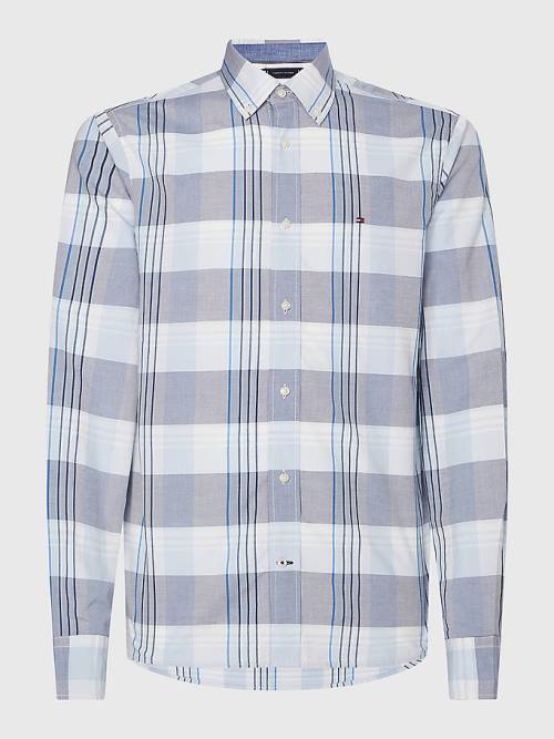 Tommy Hilfiger Check Regular Fit Moški Srajce Modra | TH482HEW