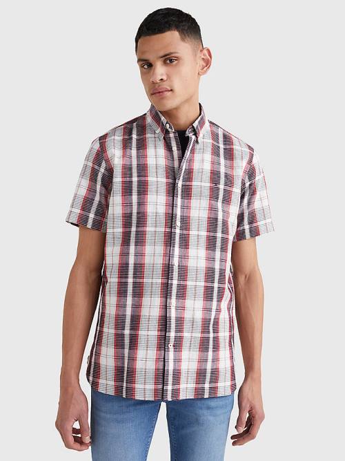 Tommy Hilfiger Check Short Sleeve Regular Fit Moški Srajce Rdeča | TH536DNZ