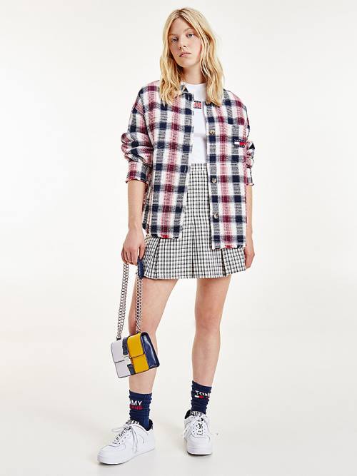 Tommy Hilfiger Check Waffle Pocket Overshirt Ženske Srajce Rdeča | TH267RTE