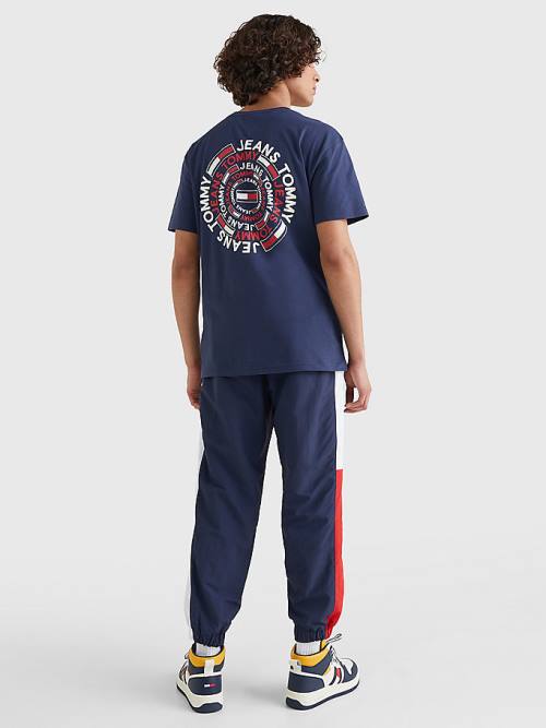 Tommy Hilfiger Circular Back Logo Moški Majice Modra | TH325FJB