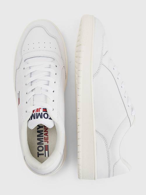 Tommy Hilfiger City Leather Cupsole Moški Superge Bela | TH780KXA