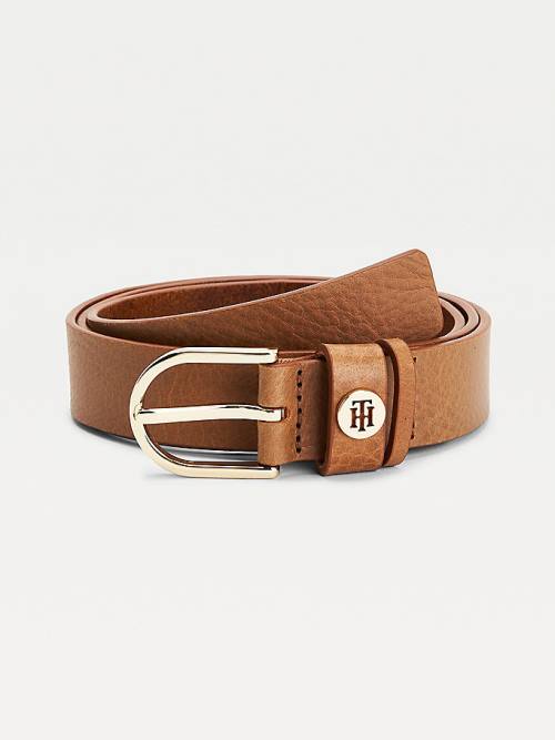 Tommy Hilfiger Classics Monogram Organic Leather Ženske Pas Za Hlače Rjav | TH028BIR