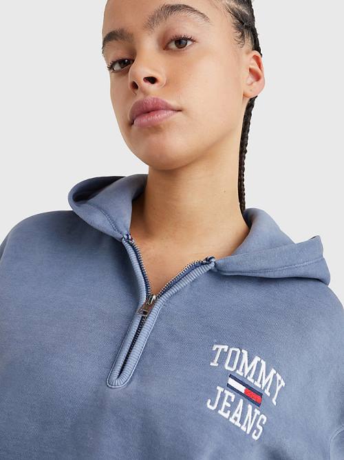 Tommy Hilfiger College Cropped Quarter-Zip Ženske Pulover s kapuco Vijolična | TH590DTP