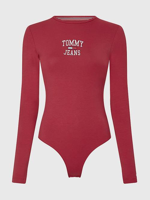 Tommy Hilfiger College Logo Long Sleeve Bodysuit Ženske Majice Rdeča | TH206GUC