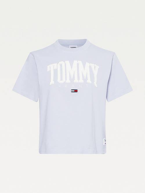 Tommy Hilfiger College Organic Cotton Boyfriend Fit Ženske Majice Vijolična | TH850BWP