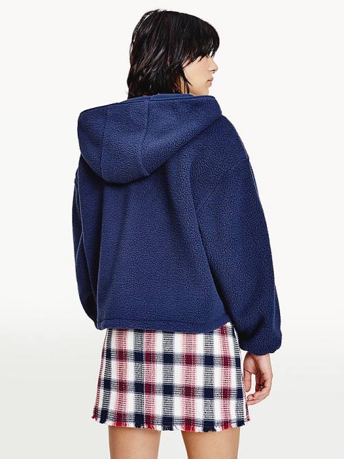 Tommy Hilfiger College Recycled Polar Fleece Popover Ženske Jakne Modra | TH749GLH