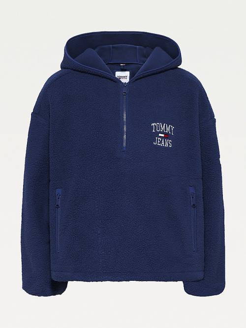 Tommy Hilfiger College Recycled Polar Fleece Popover Ženske Jakne Modra | TH749GLH