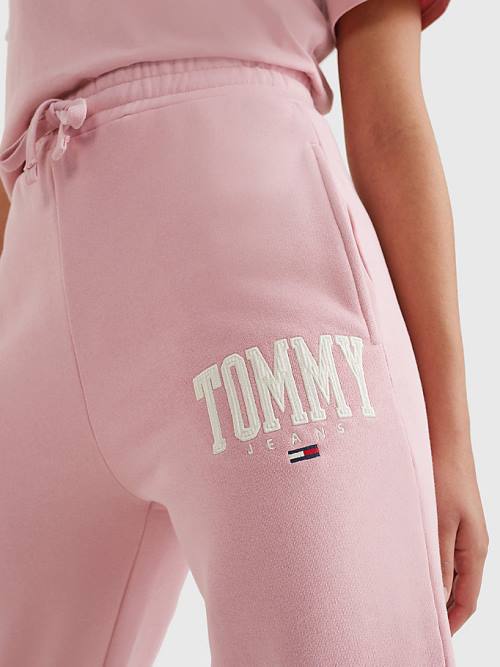 Tommy Hilfiger College Tommy Badge Plush Joggers Ženske Hlače Roza | TH405XJD