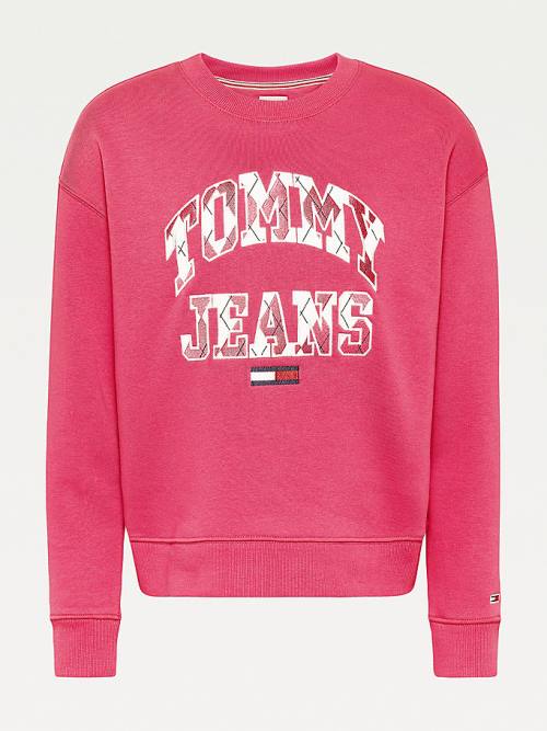 Tommy Hilfiger Collegiate Argyle Logo Ženske Pulover Rdeča | TH469NCY