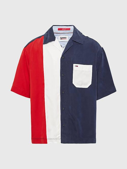 Tommy Hilfiger Colour-Blocked Camp Moški Srajce Modra | TH768VIJ