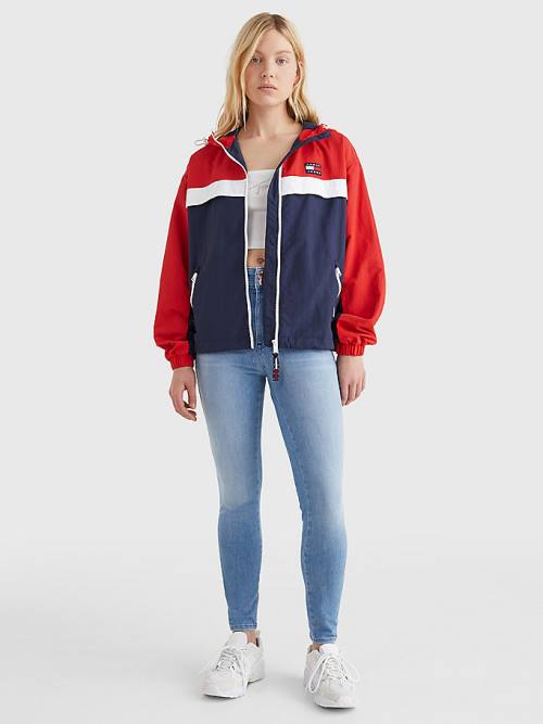 Tommy Hilfiger Colour-Blocked Chicago Windbreaker Ženske Jakne Modra | TH905XYV