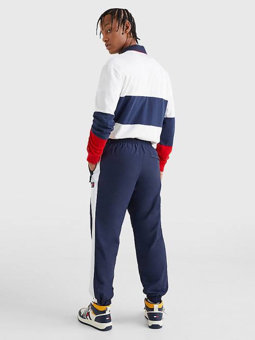 Tommy Hilfiger Colour-Blocked Cuffed Joggers Moški Hlače Modra | TH601OSX