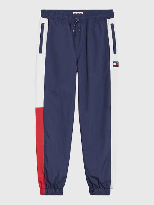 Tommy Hilfiger Colour-Blocked Cuffed Joggers Moški Hlače Modra | TH601OSX