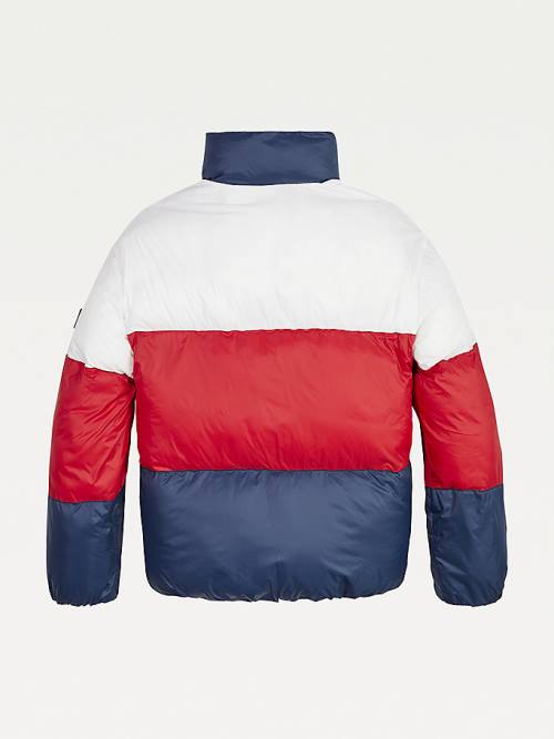 Tommy Hilfiger Colour-Blocked Down Puffer Dekleta Jakne Modra | TH140IUO