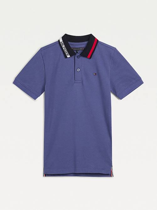 Tommy Hilfiger Colour-Blocked Logo Collar Polo Fantje Majice Modra | TH871LBP