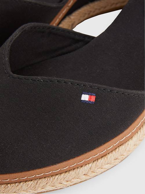 Tommy Hilfiger Colour-Blocked Mid Heel Wedge Espadrille Ženske Sandali Črna | TH361ESJ