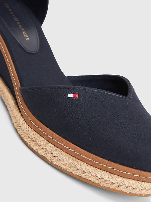 Tommy Hilfiger Colour-Blocked Mid Heel Wedge Espadrille Ženske Sandali Modra | TH823IGR