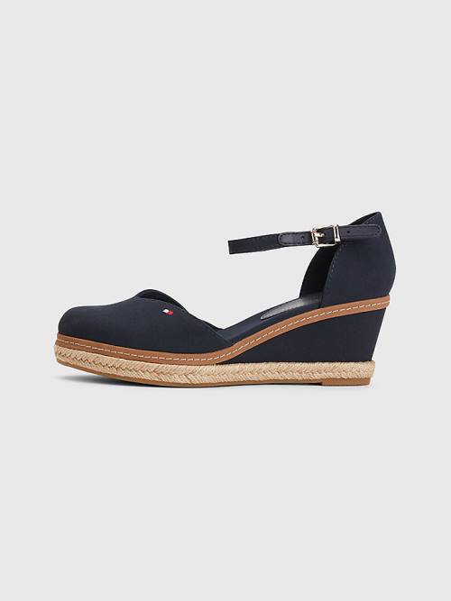 Tommy Hilfiger Colour-Blocked Mid Heel Wedge Espadrille Ženske Sandali Modra | TH823IGR