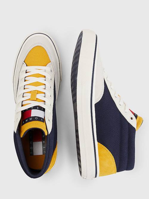 Tommy Hilfiger Colour-Blocked Mid Top Moški Superge Modra | TH567TYP