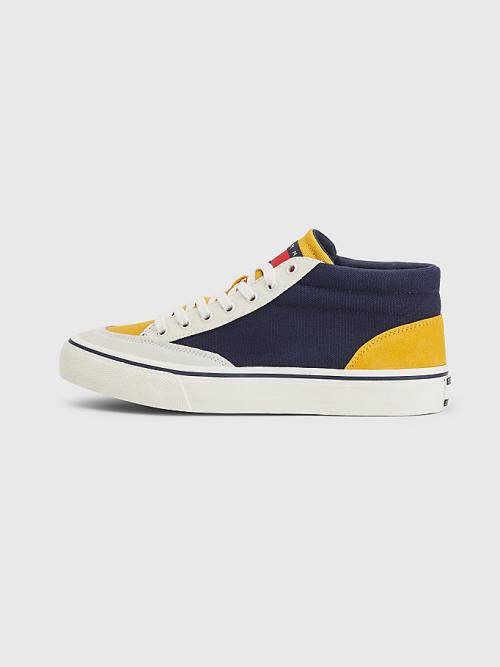 Tommy Hilfiger Colour-Blocked Mid Top Moški Superge Modra | TH567TYP