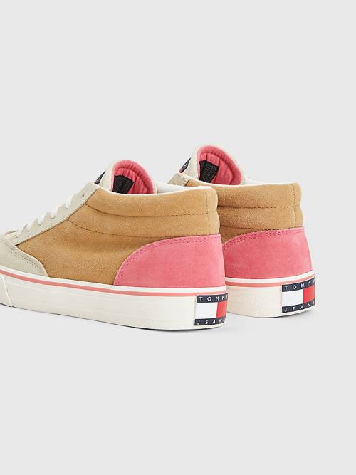 Tommy Hilfiger Colour-Blocked Mid Top Ženske Superge Bež | TH652RXY