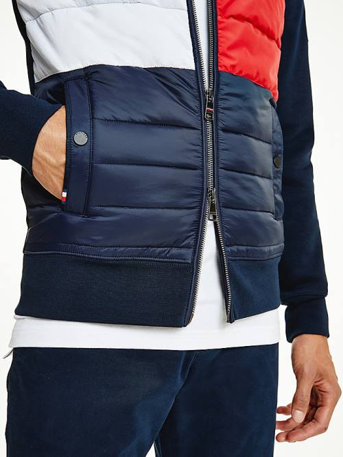 Tommy Hilfiger Colour-Blocked Padded Zip-Thru Moški Pulover s kapuco Modra | TH047LTQ