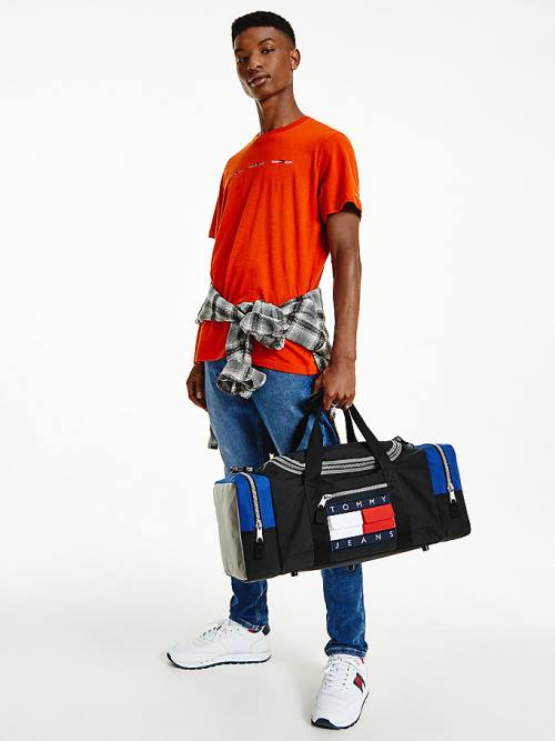 Tommy Hilfiger Colour-Blocked Recycled Nylon Duffle Moški Torbice Črna | TH476OAX